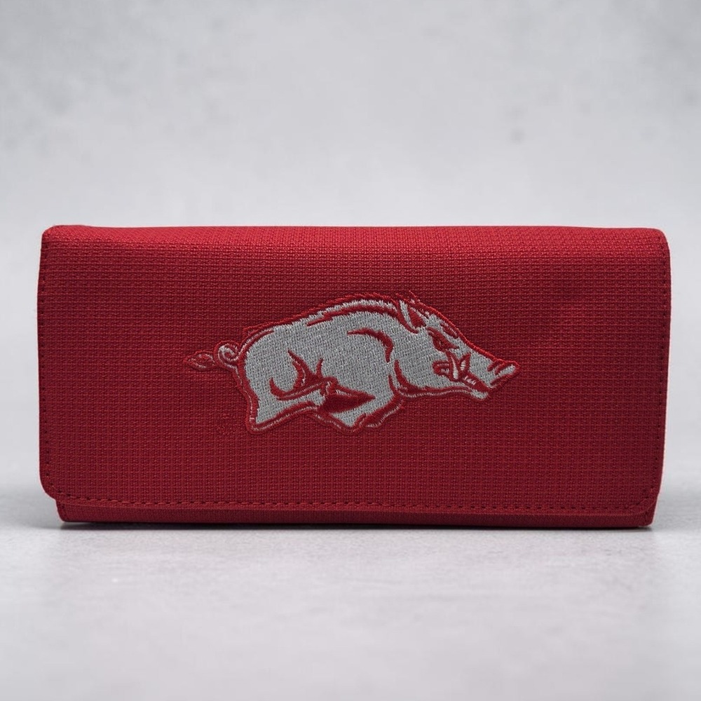 Sandol Arkansas Razorbacks Red Canvas Trifold Wallet NCAA Embroidered Logo